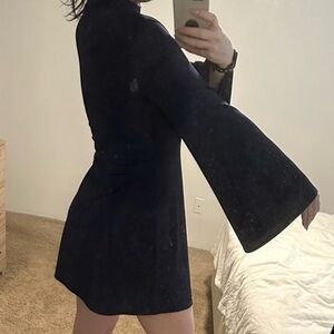 Nasty Gal Blue Bell Sleeve Dress with Mock Neck